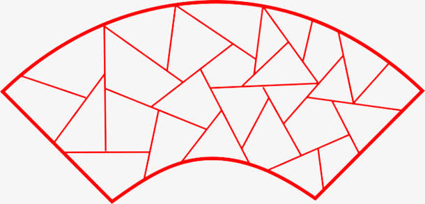 手绘中国风扇形中式窗户免抠
