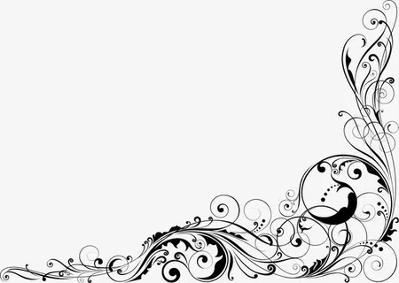 黑色简约树藤边框纹理免抠