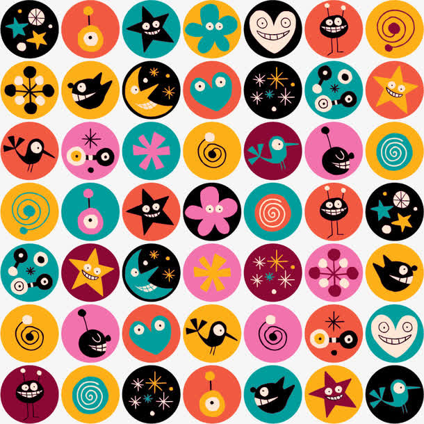 可爱的卡通无缝拼接底纹免抠