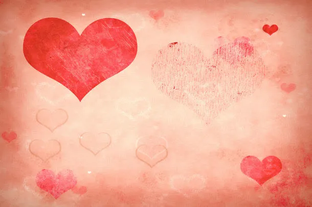 复古红心背景边框免抠