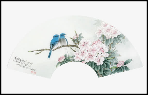 蓝鸟扇面免抠