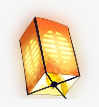 黄色孔明灯清明节素材免抠