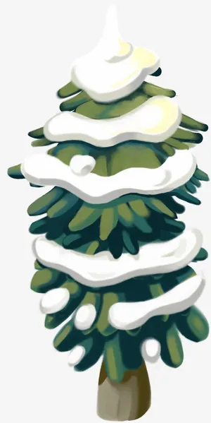 冬季绿色圣诞树雪花免抠