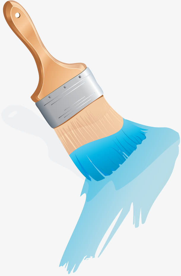 蓝色的油漆刷免抠