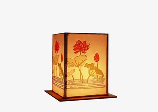 手绘荷花灯笼海报免抠