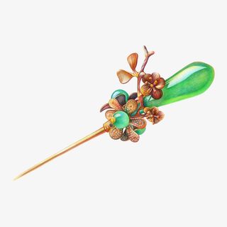 手绘彩铅发簪免抠