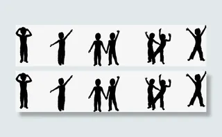 教师节黑色人物剪影免抠