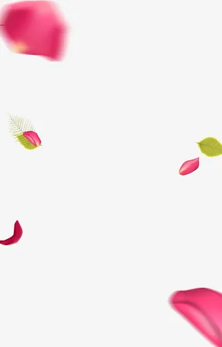 粉色花瓣绿色叶子飞舞漂浮素材免抠