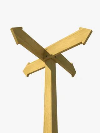 手绘十字路口路牌免抠