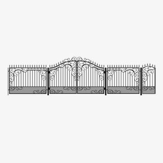 矢量黑色欧式围栏铁艺大门免抠