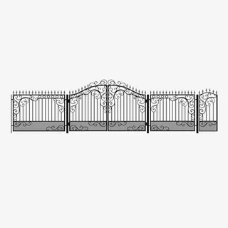 矢量黑色欧式围栏铁艺大门免抠