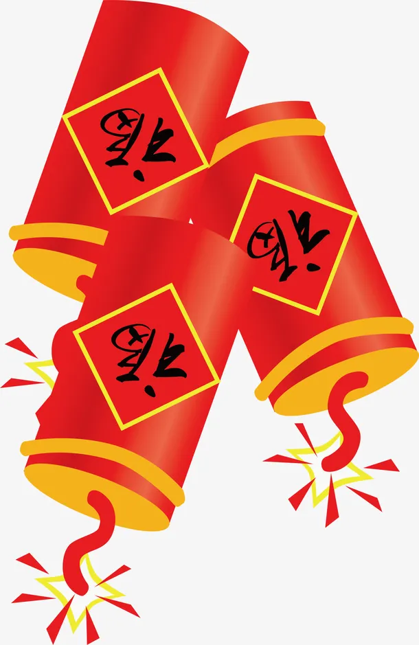 春节红色圆形鞭炮免抠