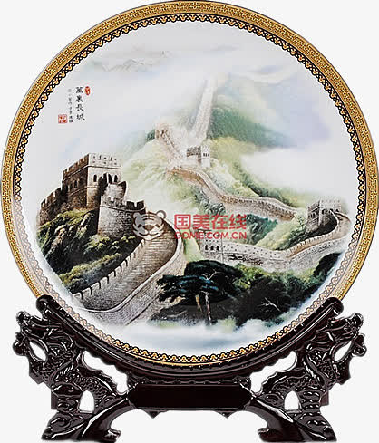 粉彩装饰盘子免抠