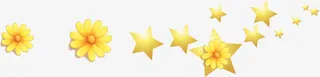 黄色卡通春天花朵五角星免抠