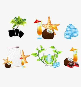 手绘卡通夏天素材免抠免抠