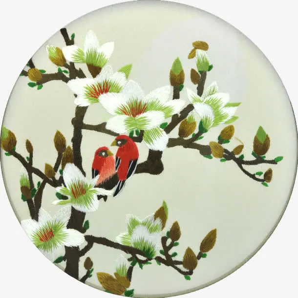 兰花双鸟刺绣免抠