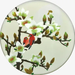 兰花双鸟刺绣免抠