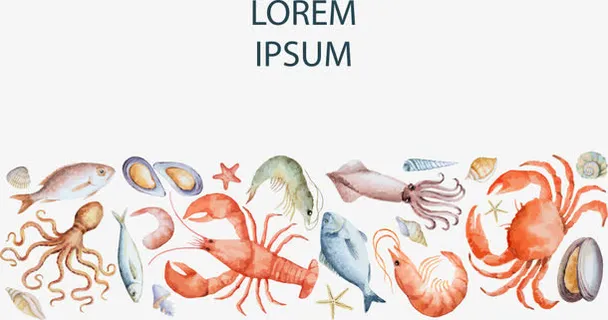 矢量手绘海鲜免抠