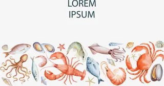 矢量手绘海鲜免抠