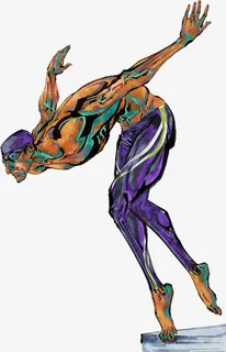 手绘游泳运动员图片免抠