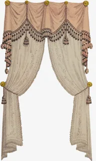 欧式复古窗帘手绘免抠