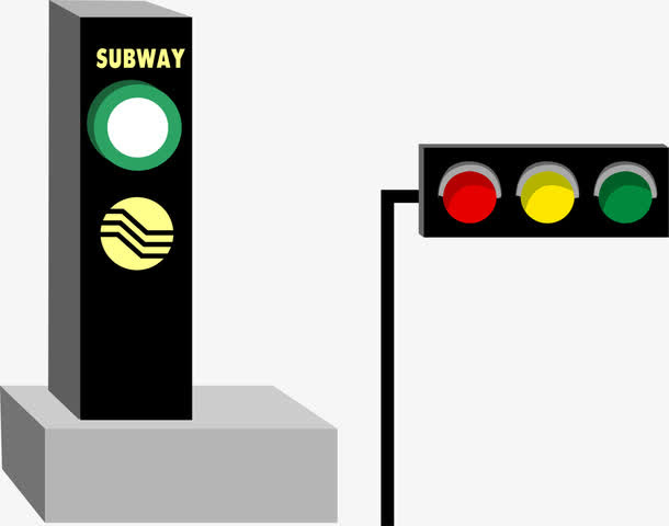 卡通交通黄绿灯牌子免抠