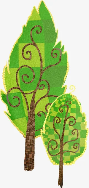 绿色创意春天美景花纹免抠