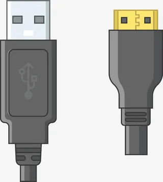 灰色卡通数据线头免抠