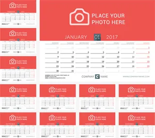 2017年日历模板素材免抠