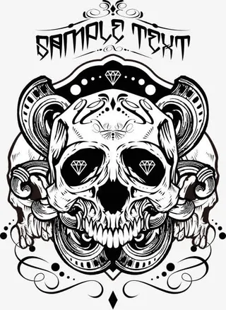 骷髅头 标贴 图案 图样 纹身免抠