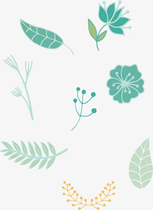 树叶插画元素免抠漂浮叶子元素