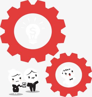 商务齿轮灯泡封面免抠