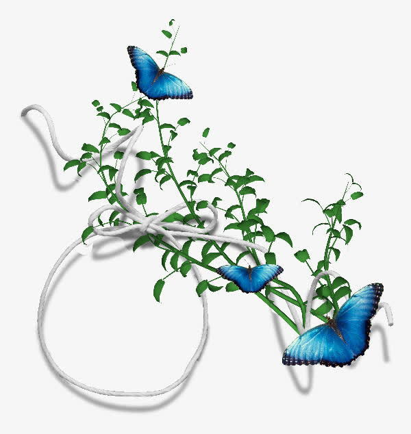 绿叶绳索漂浮免抠