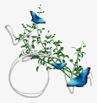 绿叶绳索漂浮免抠