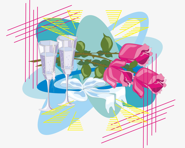 酒杯鲜花素材免抠