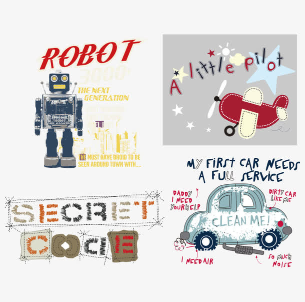 可爱招贴标签免抠