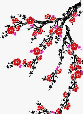 树枝梅花中国风素材免抠