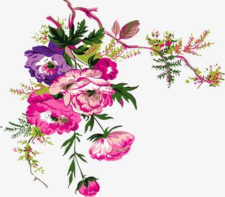 中秋节手绘彩色包装花朵免抠