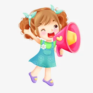 拿着喇叭的小女孩免抠