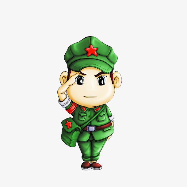 卡通敬礼的红军战士素材免抠