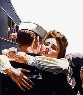 与士兵火车站离别场景免抠