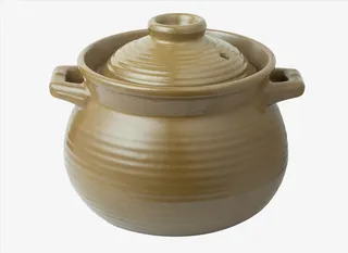 黄色双耳土陶烧制陶罐免抠