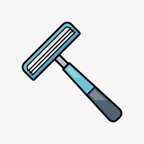 手绘蓝色简约剃须刮刀免抠