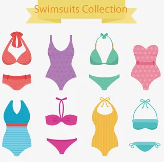 矢量手绘各种游泳衣免抠