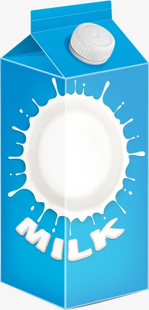 手绘卡通蓝色牛奶盒设计免抠
