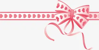 浪漫爱心粉红色蝴蝶结彩带免抠