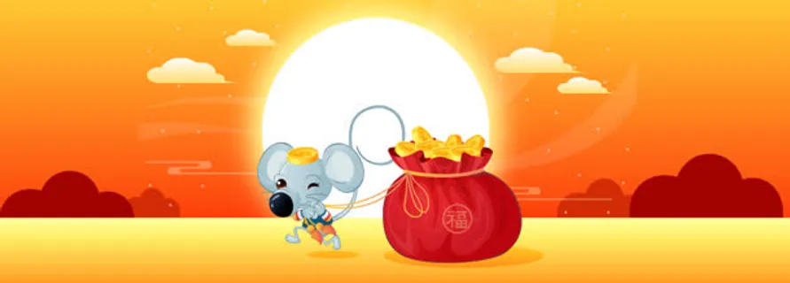 卡通看老鼠背红包背景banner