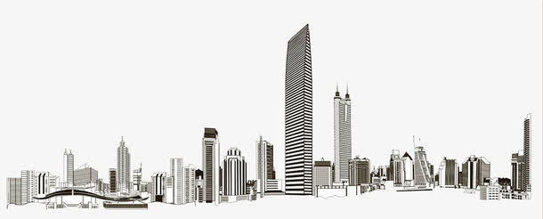深圳大城市素描免抠