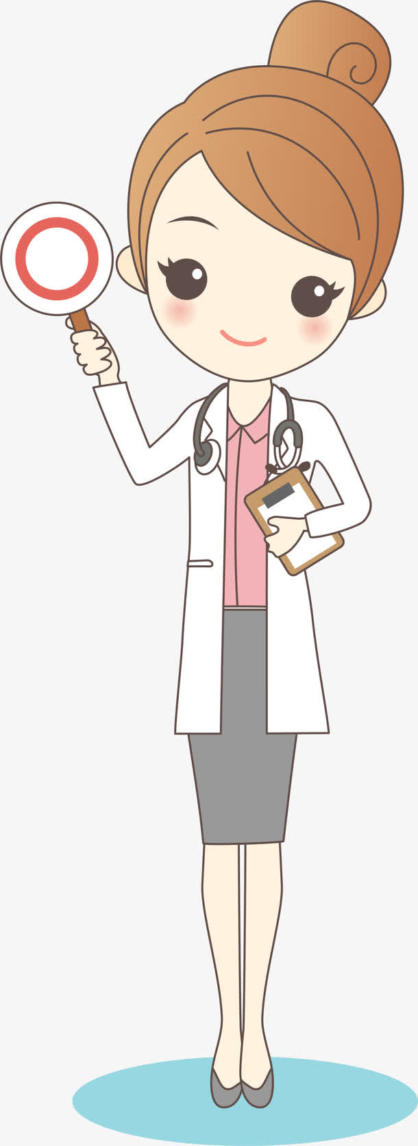 卡通放大镜女孩免抠