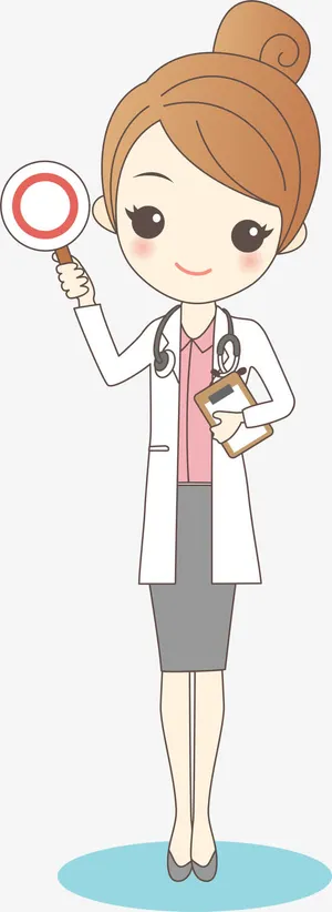 卡通放大镜女孩免抠